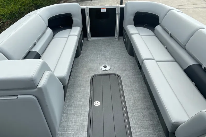 Slide: The Image of 2026 Sun Tracker Party Barge 24 XP3 interior with spacious seating and modern design. - 19