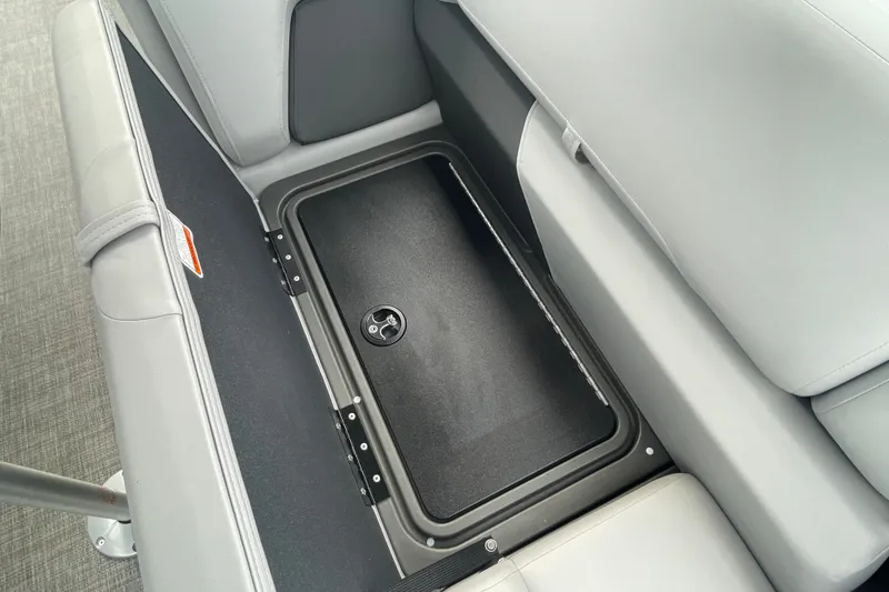 Slide: The Image of 2026 Sun Tracker Party Barge 24 XP3 storage compartment with sleek, modern design. - 31