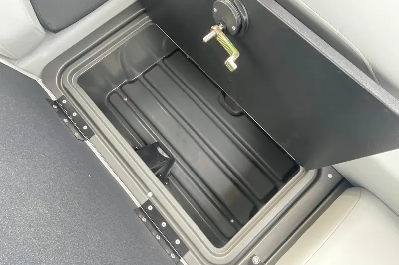 Slide: The Image of Storage compartment in 2026 Sun Tracker Party Barge 24 XP3 pontoon boat. - 32