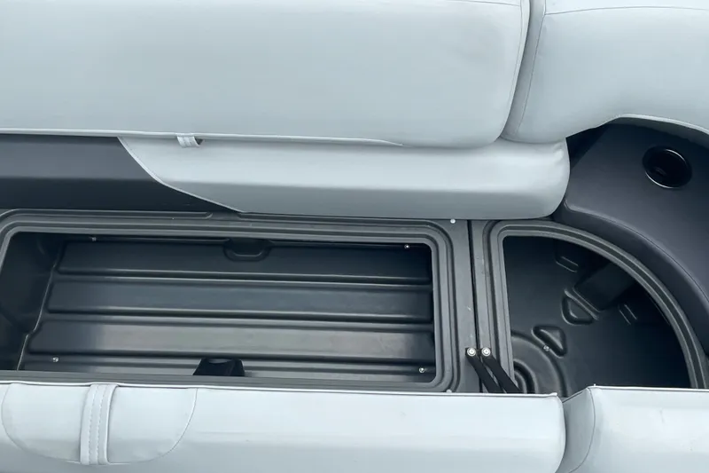Slide: The Image of Storage compartment in 2026 Sun Tracker Party Barge 24 XP3 pontoon boat. - 21