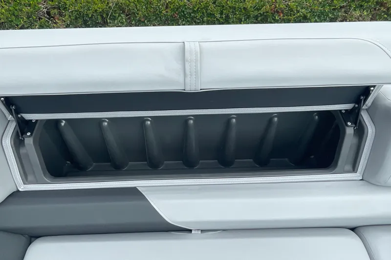 Slide: The Image of Storage compartment in 2026 Sun Tracker Party Barge 24 XP3 pontoon boat. - 20