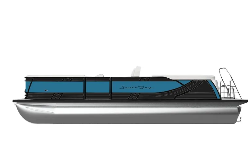 Slide: The Image of Manufacturer Provided Image: 2026 South Bay 523RS pontoon boat, sleek design, blue and black exterior. - 9