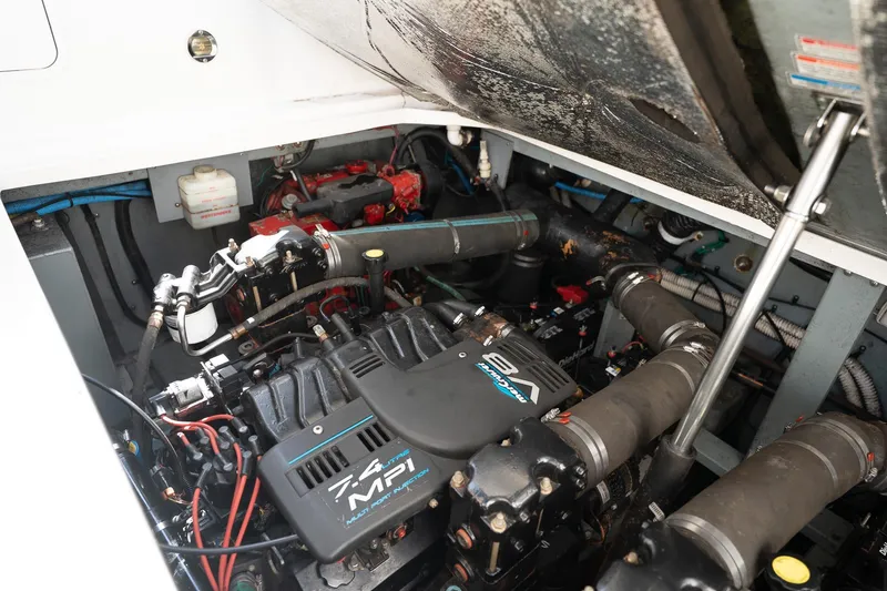 Slide: The Image of Engine compartment of a 2000 Sea Ray 340 Sundancer with 7.4 MPI motor. - 32