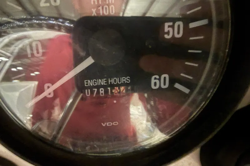 Slide: The Image of Close-up of a 2001 Silverton 351 Sedan engine hour meter displaying 781 hours. - 20