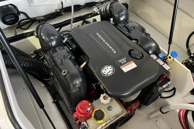 Slide: The Image of 2024 Cobalt R4 engine compartment featuring a Volvo Penta 300 V8 engine. - 25