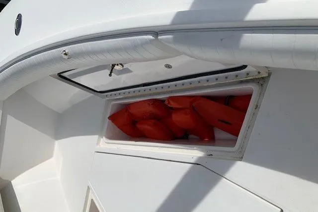 Slide: The Image of Storage compartment with life jackets on a 2006 Regulator 24 Classic boat. - 54