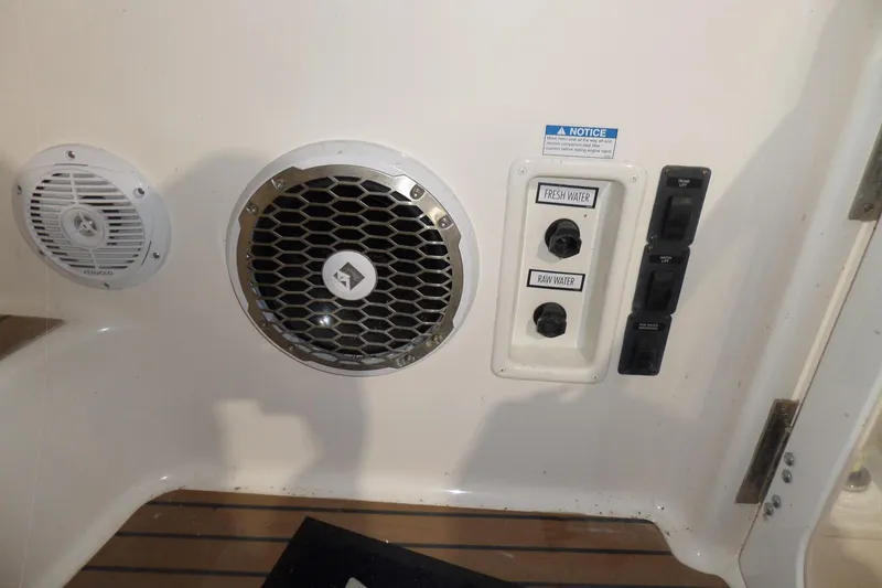 Slide: The Image of 2006 Tiara Yachts 3600 Sovran water controls and speakers on deck. - 56
