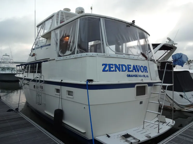 Slide: The Image of 1987 Hatteras 43 yacht docked at Orange Beach, AL. - 2