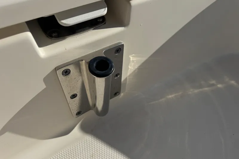 Slide: The Image of Close-up of a 2014 Boston Whaler 210 Dauntless boat fitting detail. - 13