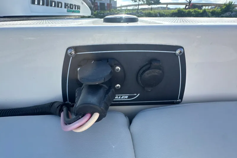 Slide: The Image of 2014 Boston Whaler 210 Dauntless boat electrical panel with Minn Kota Riptide plug. - 33