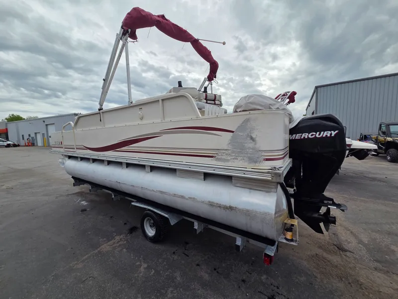 Slide: The Image of 2005 Starcraft STR20 pontoon boat with Mercury engine on trailer. - 3