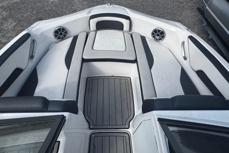 Slide: The Image of 2021 Yamaha Boats 195S interior with sleek seating and modern design. - 1