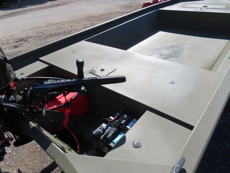Slide: The Image of 2024 Tracker 1648 AWL aluminum boat with motor and battery. - 17