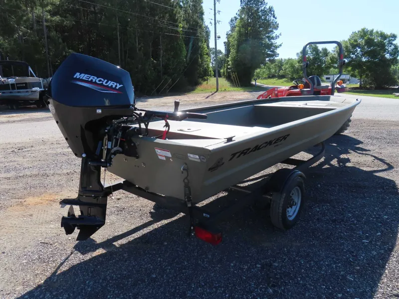 Slide: The Image of 2024 Tracker 1648 AWL boat with Mercury engine on trailer. - 3