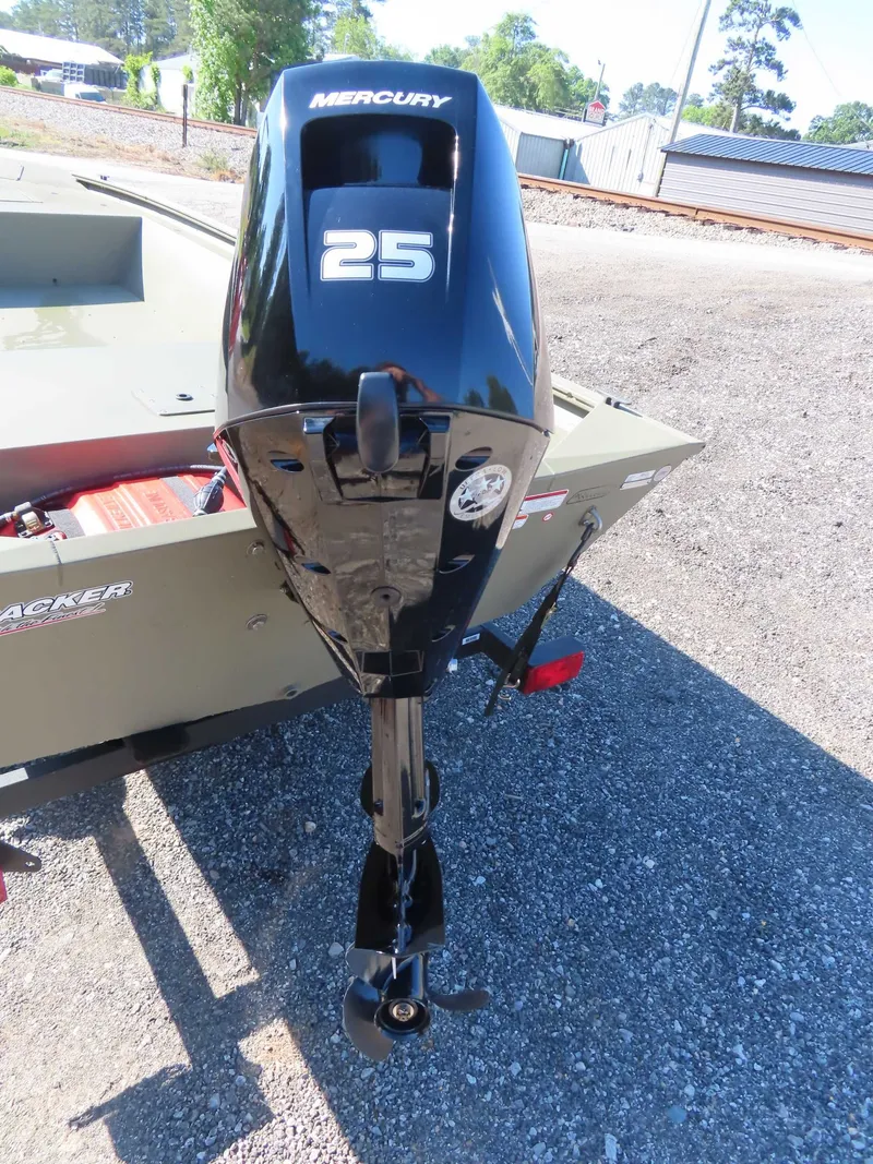 Slide: The Image of 2024 Tracker 1648 AWL boat with Mercury 25 HP outboard motor. - 5