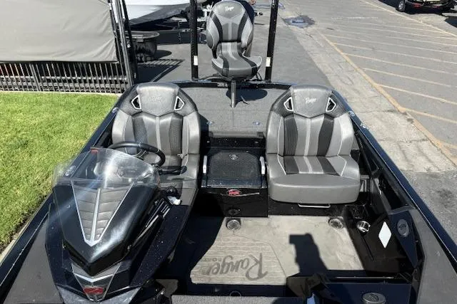 Slide: The Image of 2025 Ranger Z521R Cup-Equipped boat interior with sleek seating and modern design. - 16