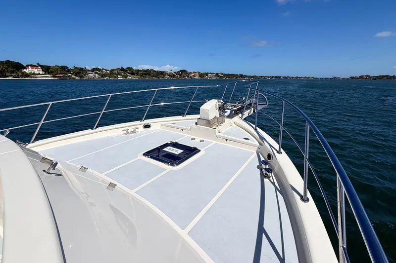 Slide: The Image of Bow view of 2018 Marlow 53E yacht cruising on a sunny day. - 34