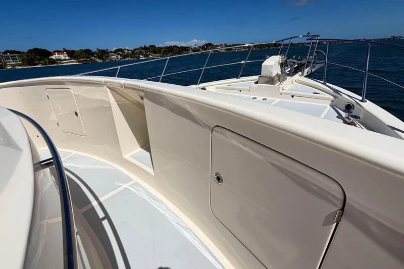 Slide: The Image of 2018 Marlow 53E yacht deck with ocean view and clear blue sky. - 35