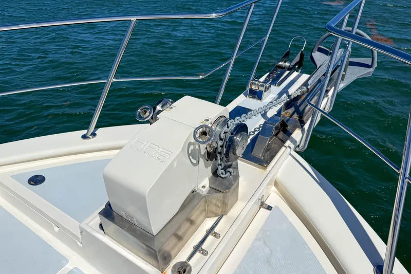 Slide: The Image of Bow of 2018 Marlow 53E yacht with anchor chain and winch system. - 40