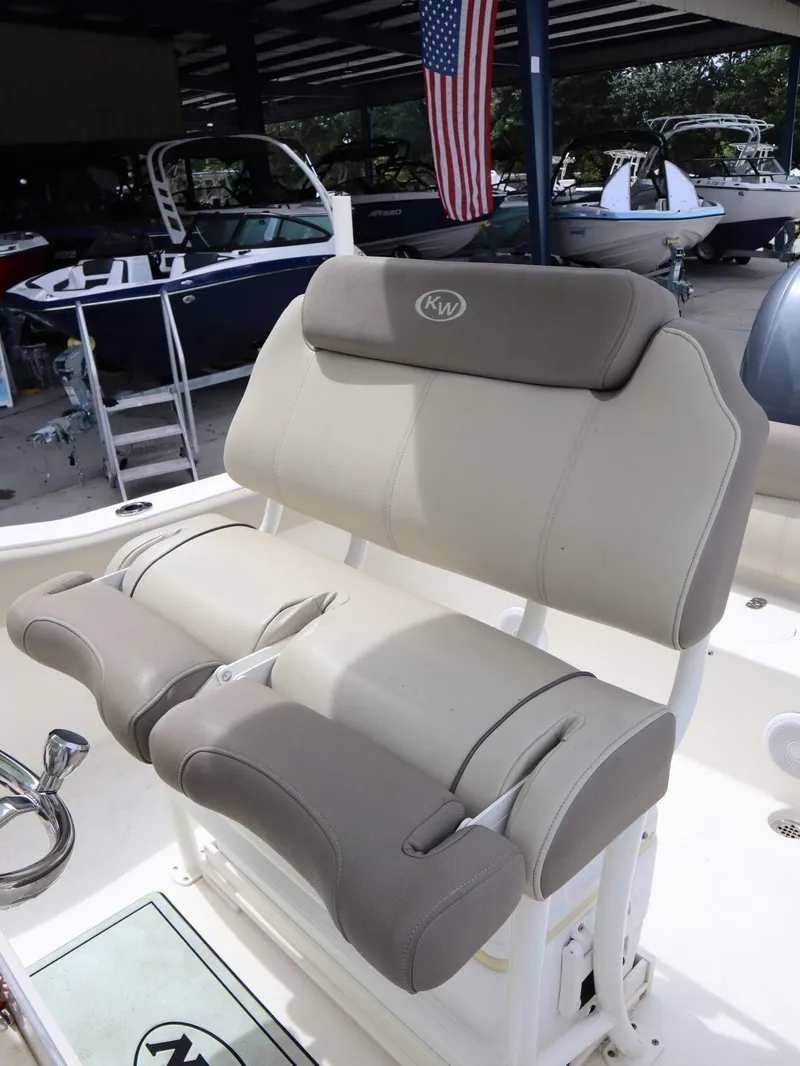 Slide: The Image of 2021 Key West Center Console 219FS boat seat with American flag. - 18