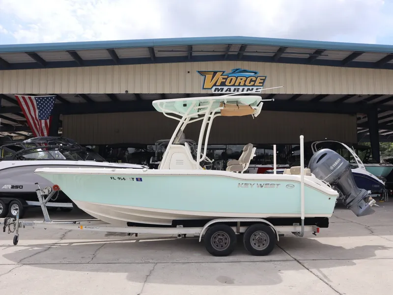 Slide: The Image of 2021 Key West Center Console 219FS boat on trailer at VForce Marine. - 21