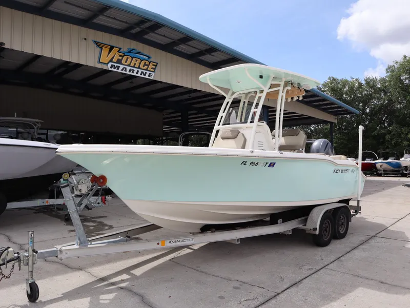 Slide: The Image of 2021 Key West Center Console 219FS boat on trailer at VForce Marine. - 3