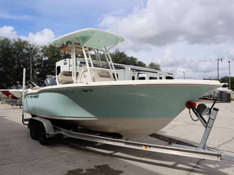 Slide: The Image of 2021 Key West Center Console 219FS on trailer, side view. - 5