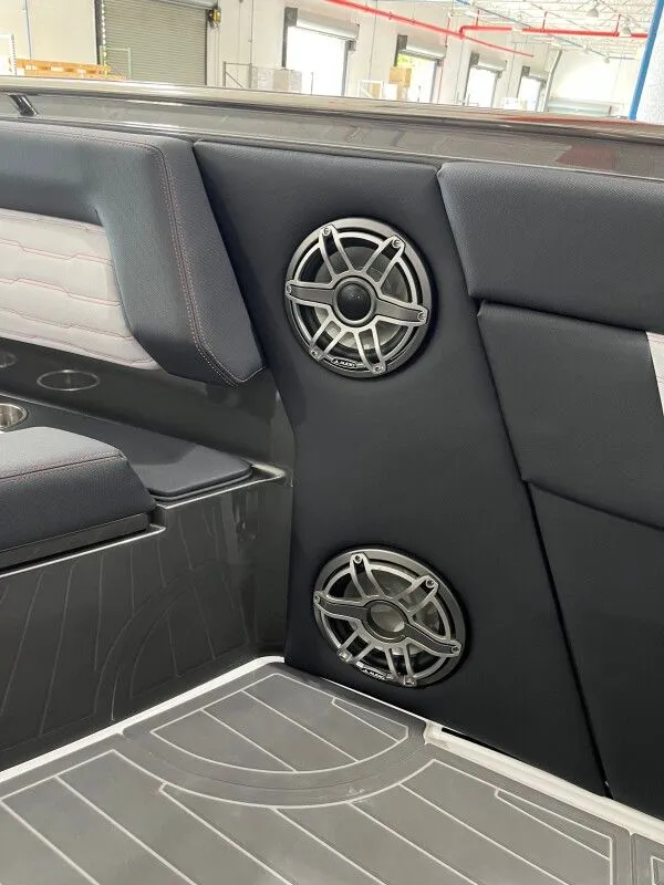 Slide: The Image of Interior of Cigarette 41' Nighthawk 2025 with speakers. - 14