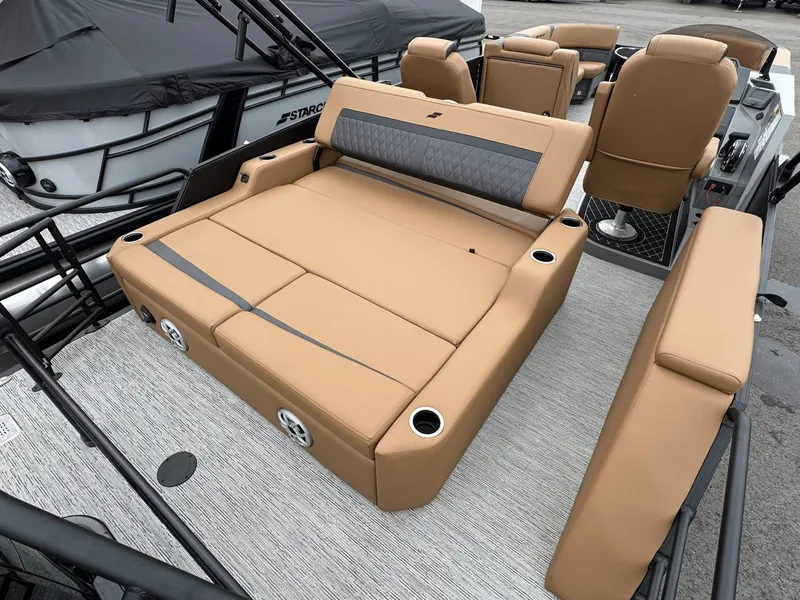 Slide: The Image of Luxurious interior of the 2026 Starcraft SLS-5 Q DH pontoon boat. - 13