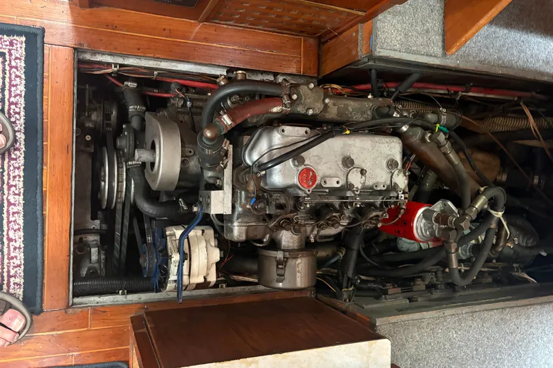 Slide: The Image of Engine compartment of a 1977 Folkes Full Keel Offshore Cutter sailboat. - 64