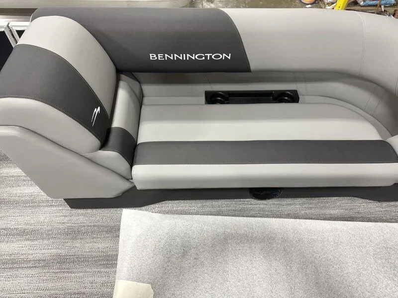 Slide: The Image of Bennington 22SSR 2026 boat seat in gray and black. - 11