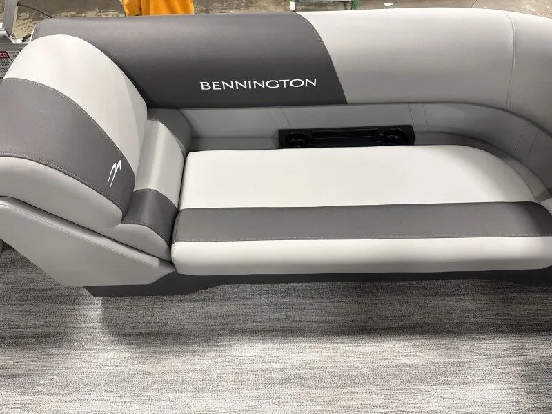 Slide: The Image of Bennington 22SSR 2026 gray and white boat seating. - 14