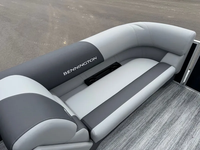 Slide: The Image of Bennington 22SSR 2026 boat seat in gray leather. - 40