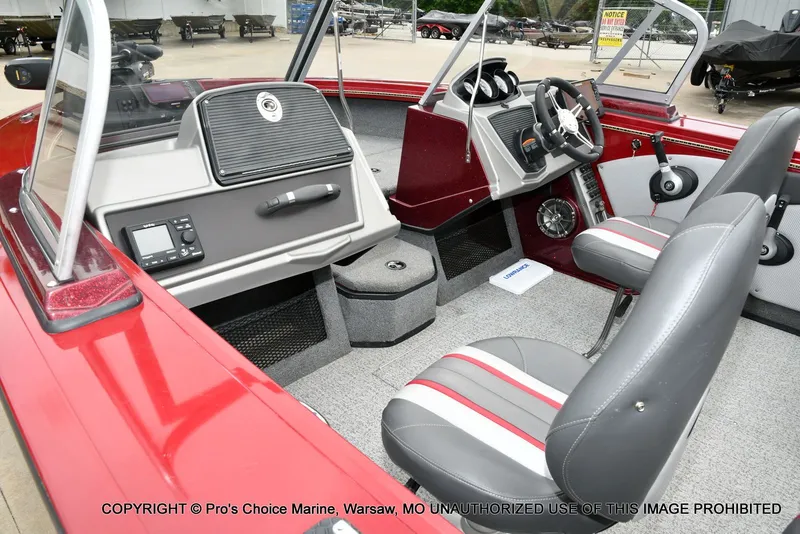 Slide: The Image of Interior of 2021 Ranger VX1888 WT boat with gray seats. - 14
