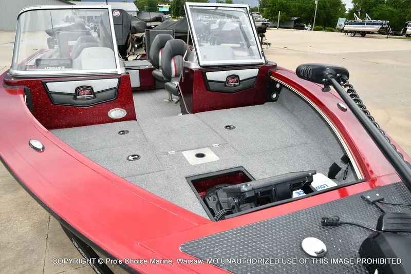 Slide: The Image of 2021 Ranger VX1888 WT boat with red deck and seating. - 32