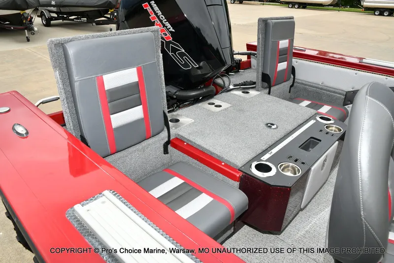 Slide: The Image of Interior of Ranger VX1888 WT boat, gray and red seats. - 34