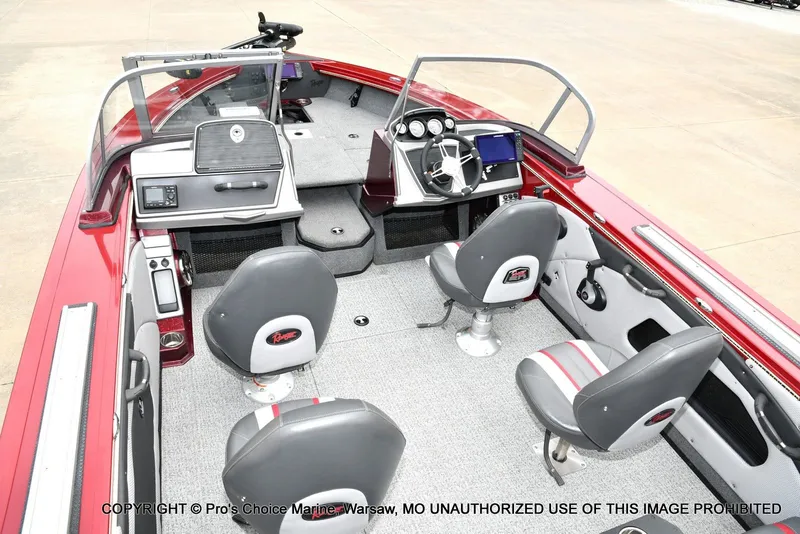 Slide: The Image of Interior of 2021 Ranger VX1888 WT boat with gray seating. - 38
