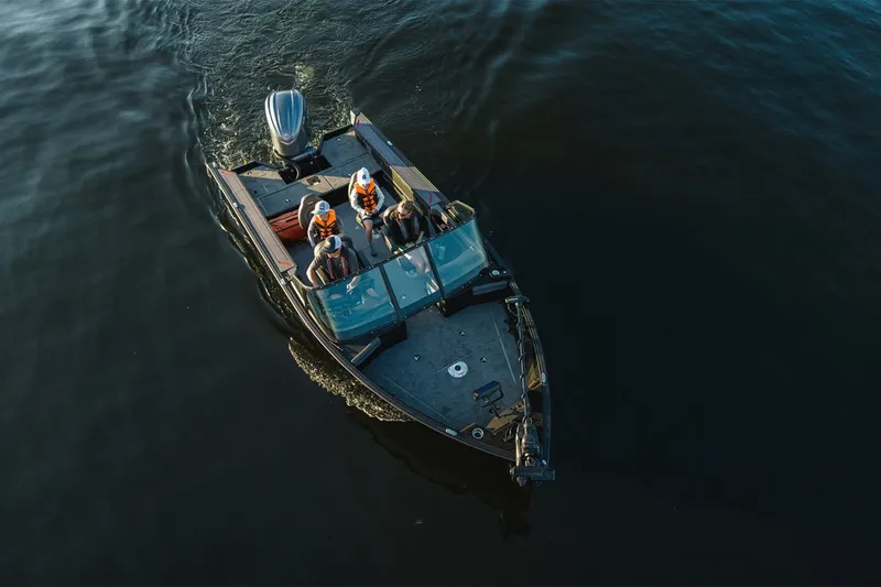 Slide: The Image of Aerial view of Alumacraft Trophy 195X Sport boat on the water. - 20