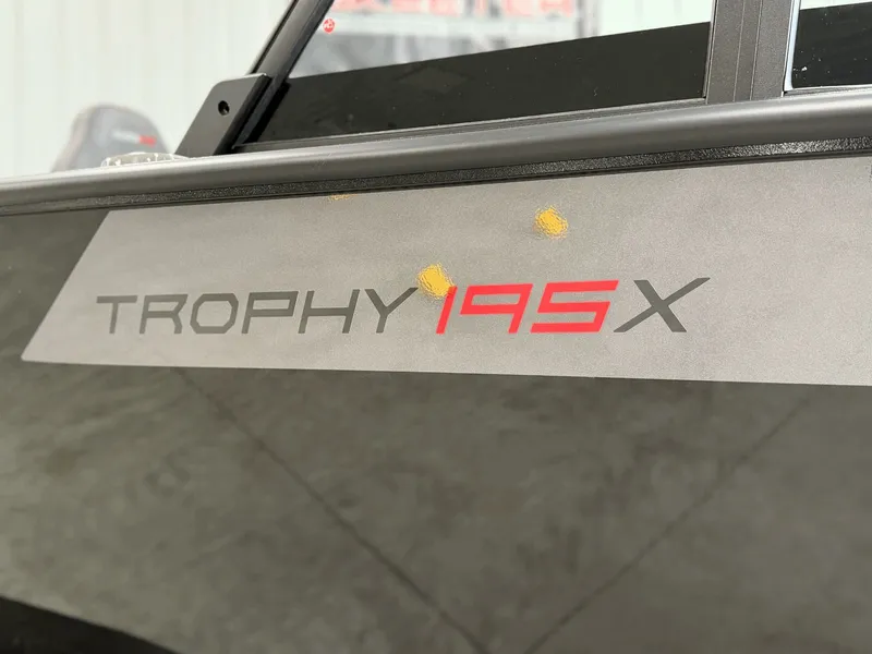 Slide: The Image of Close-up of Alumacraft Trophy 195X Sport 2026 lettering. - 3