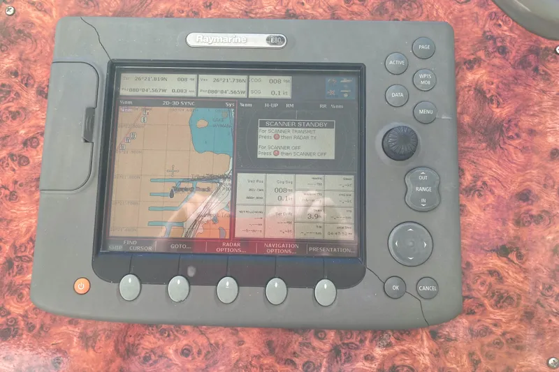 Slide: The Image of Navigation system on 2007 Regal 3760 Commodore boat dashboard. - 23