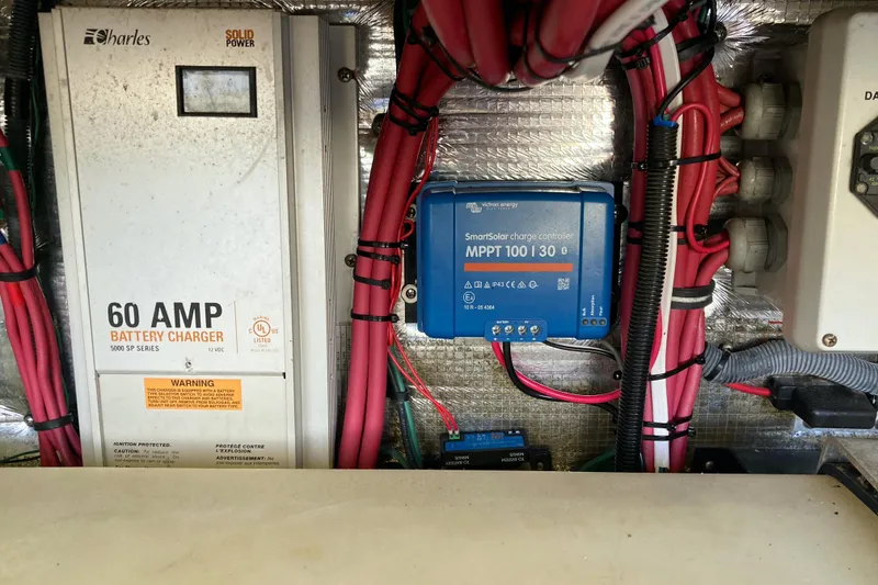 Slide: The Image of Electrical system of a 2007 Regal 3760 Commodore boat with battery charger and wiring. - 29