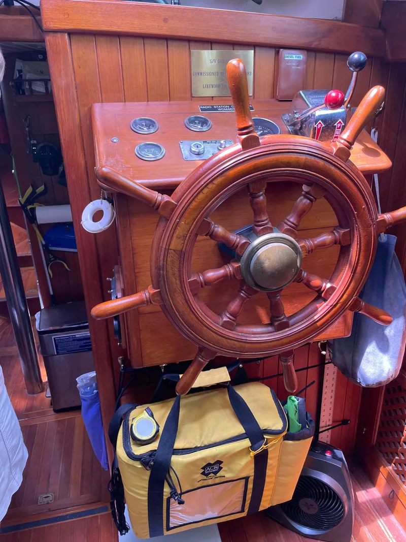 Slide: The Image of Steering wheel of Formosa Spindrift 43 yacht, built in 1983. - 22