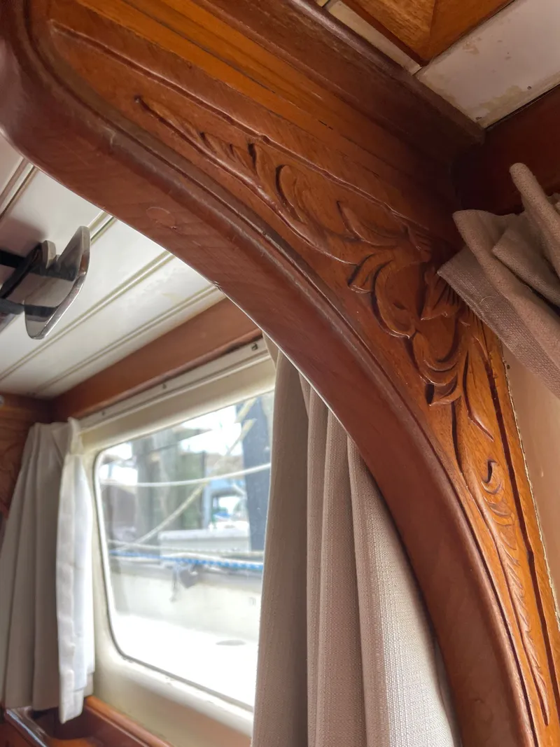 Slide: The Image of Wood carving detail inside a 1983 Formosa Spindrift 43. - 26