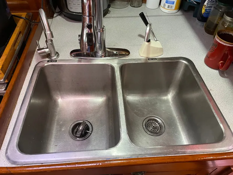 Slide: The Image of Double sink in the galley of a Formosa Spindrift 43 yacht. - 44