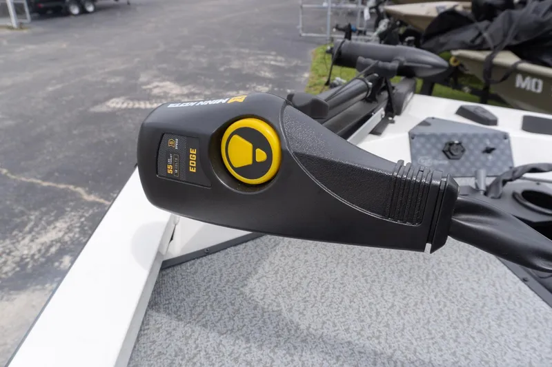 Slide: The Image of Trolling motor control on 2026 G3 Sportsman 1610 boat, featuring Minn Kota Edge. - 9