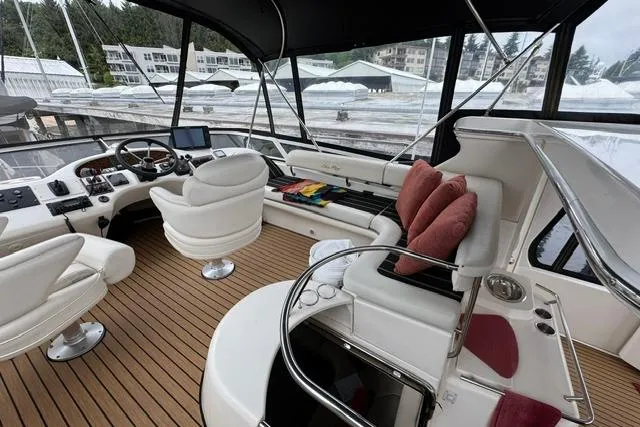 Slide: The Image of Luxurious 1999 Sea Ray 420 Aft Cabin yacht interior with plush seating and modern controls. - 13