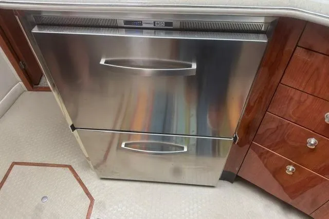 Slide: The Image of Stainless steel drawer refrigerator in 1999 Sea Ray 420 Aft Cabin yacht kitchen. - 37