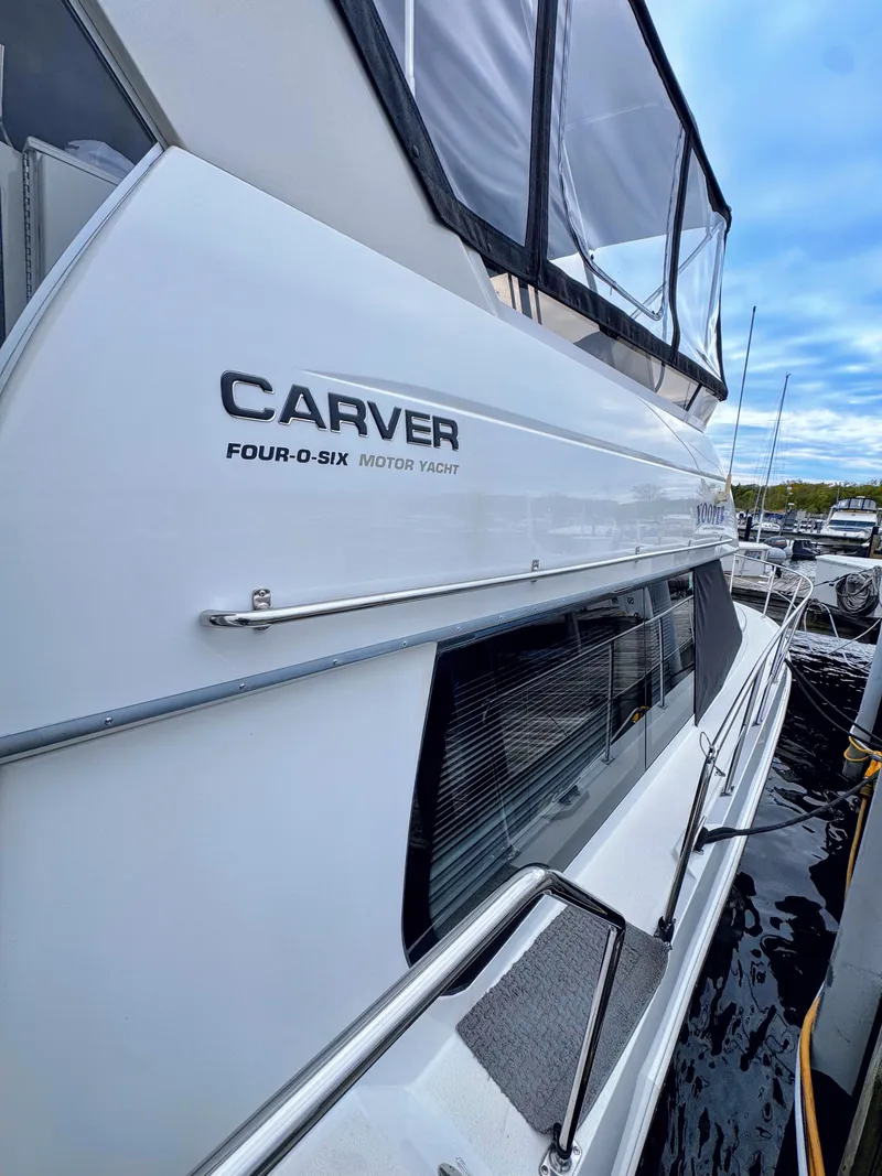 Slide: The Image of 1999 Carver 406 Aft Cabin Motor Yacht at dock. - 7