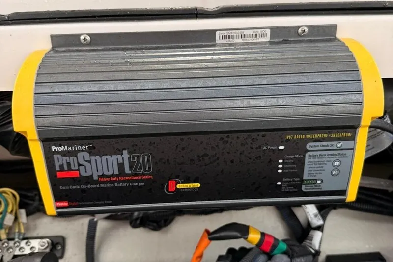 Slide: The Image of ProMariner ProSport 20 marine battery charger in a 2018 Cobalt R5 WSS Surf boat. - 38