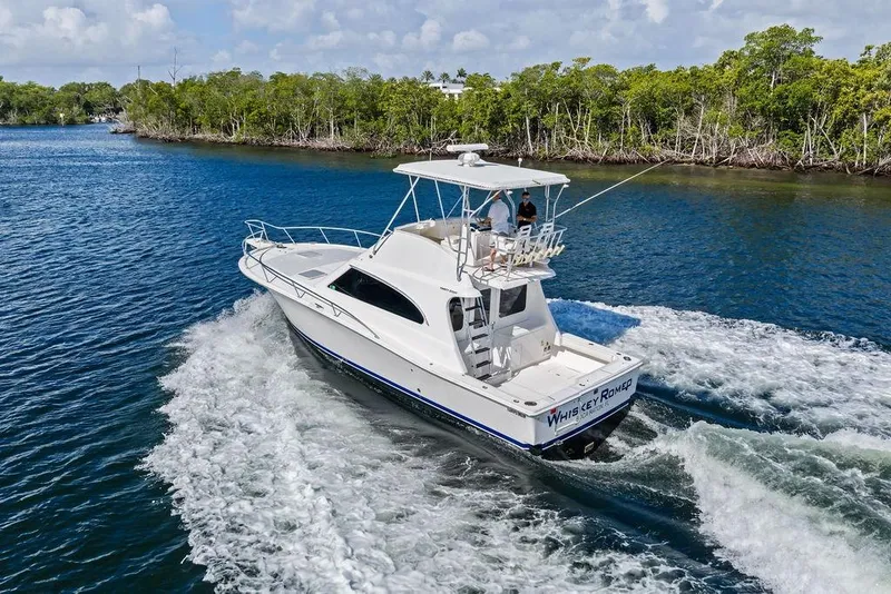 Slide: The Image of 2005 Luhrs 38 Convertible yacht cruising on a scenic waterway. - 20